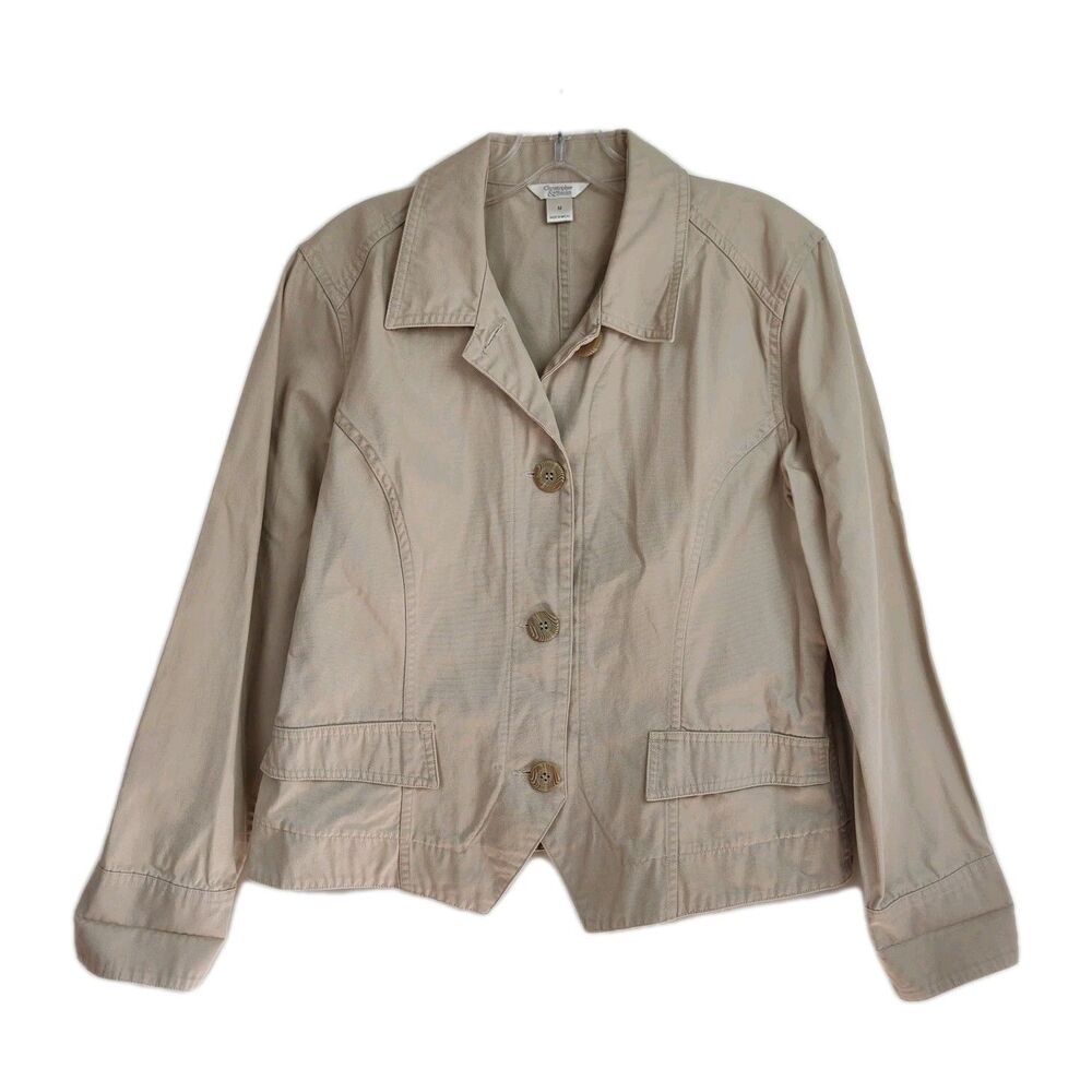 Christopher & Banks Canvas Jacket Women's size M Beige Button-Up